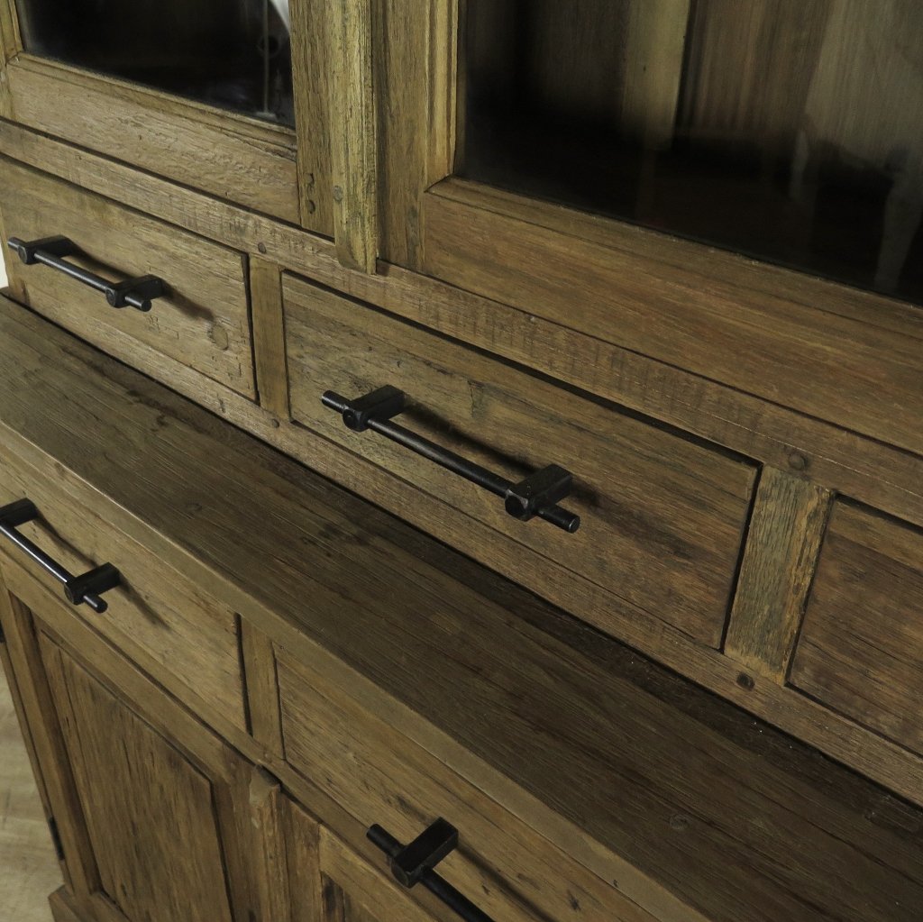 Vitrine Bücherschrank Teakholz 2,12 m
