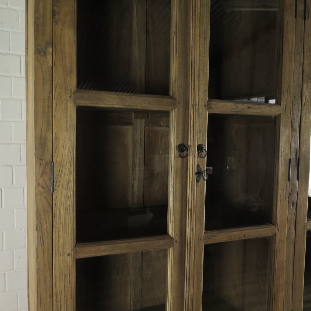 Vitrine Bücherschrank Teakholz 2,61 m