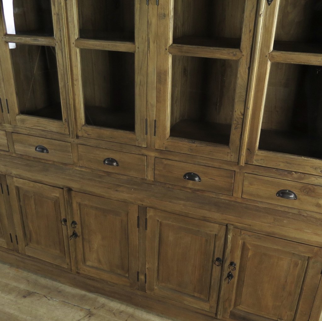 Vitrine Bücherschrank Teakholz 2,61 m