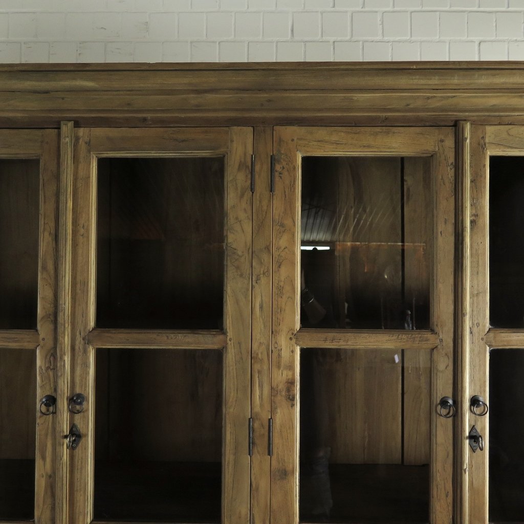 Vitrine Bücherschrank Teakholz 2,61 m