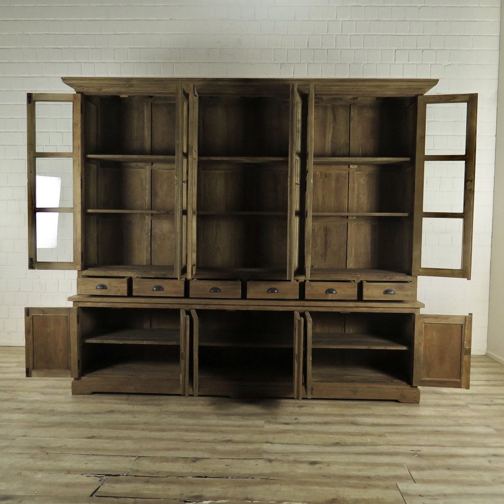 Vitrine Bücherschrank Teakholz 2,61 m