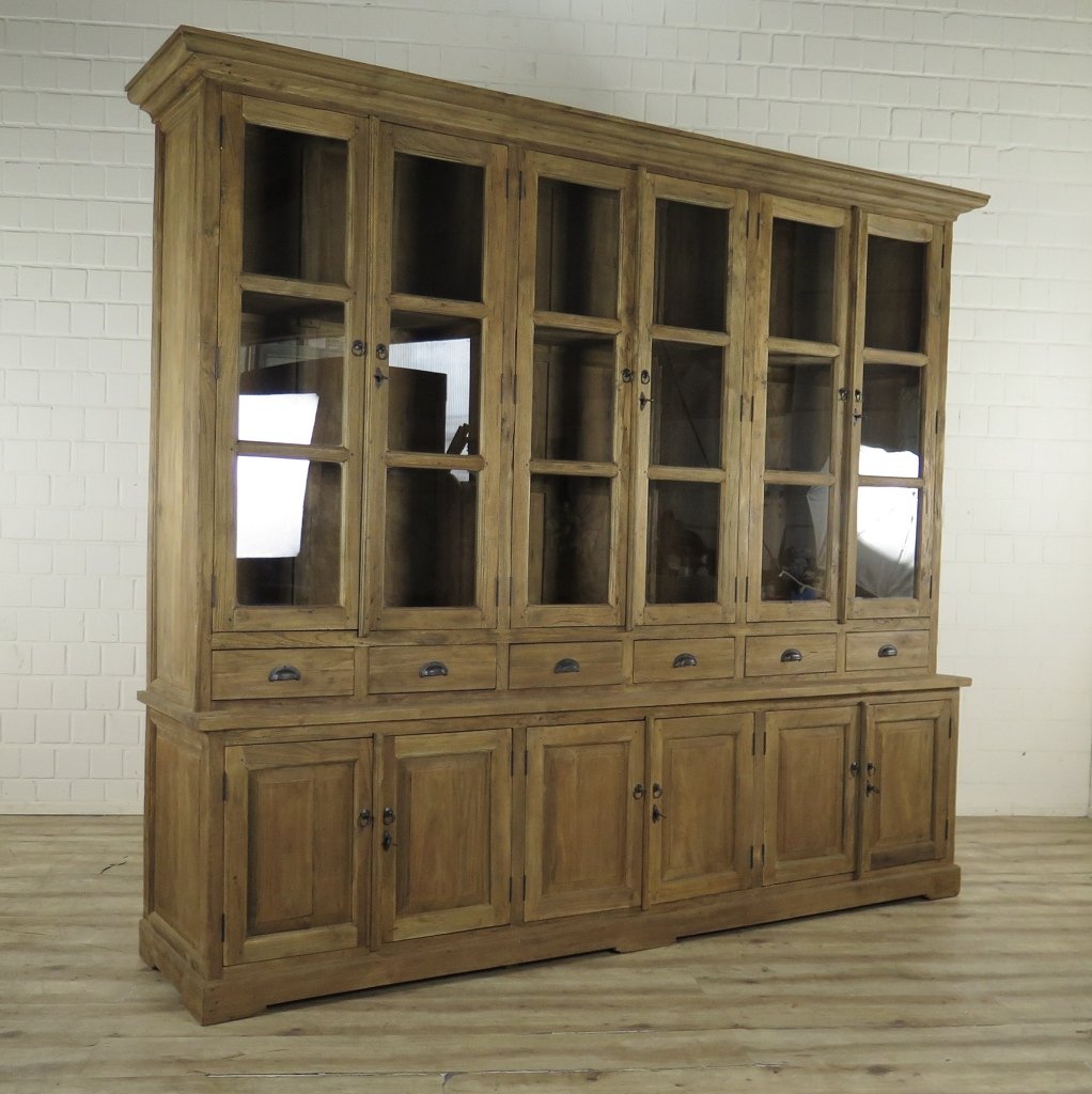 Vitrine Bücherschrank Teakholz 2,61 m
