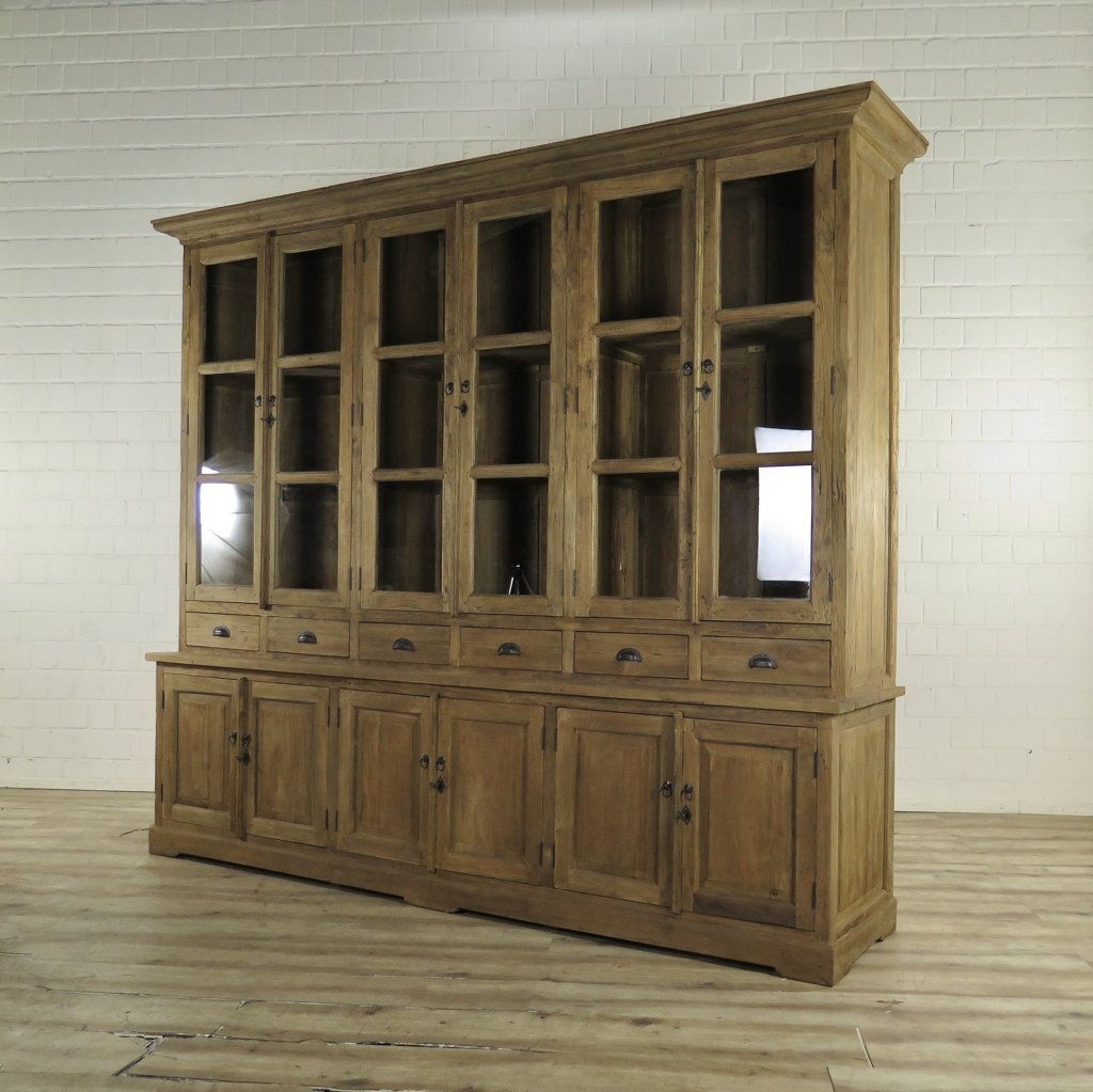 Vitrine Bücherschrank Teakholz 2,61 m