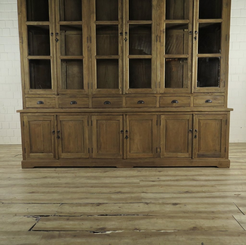 Vitrine Bücherschrank Teakholz 2,61 m