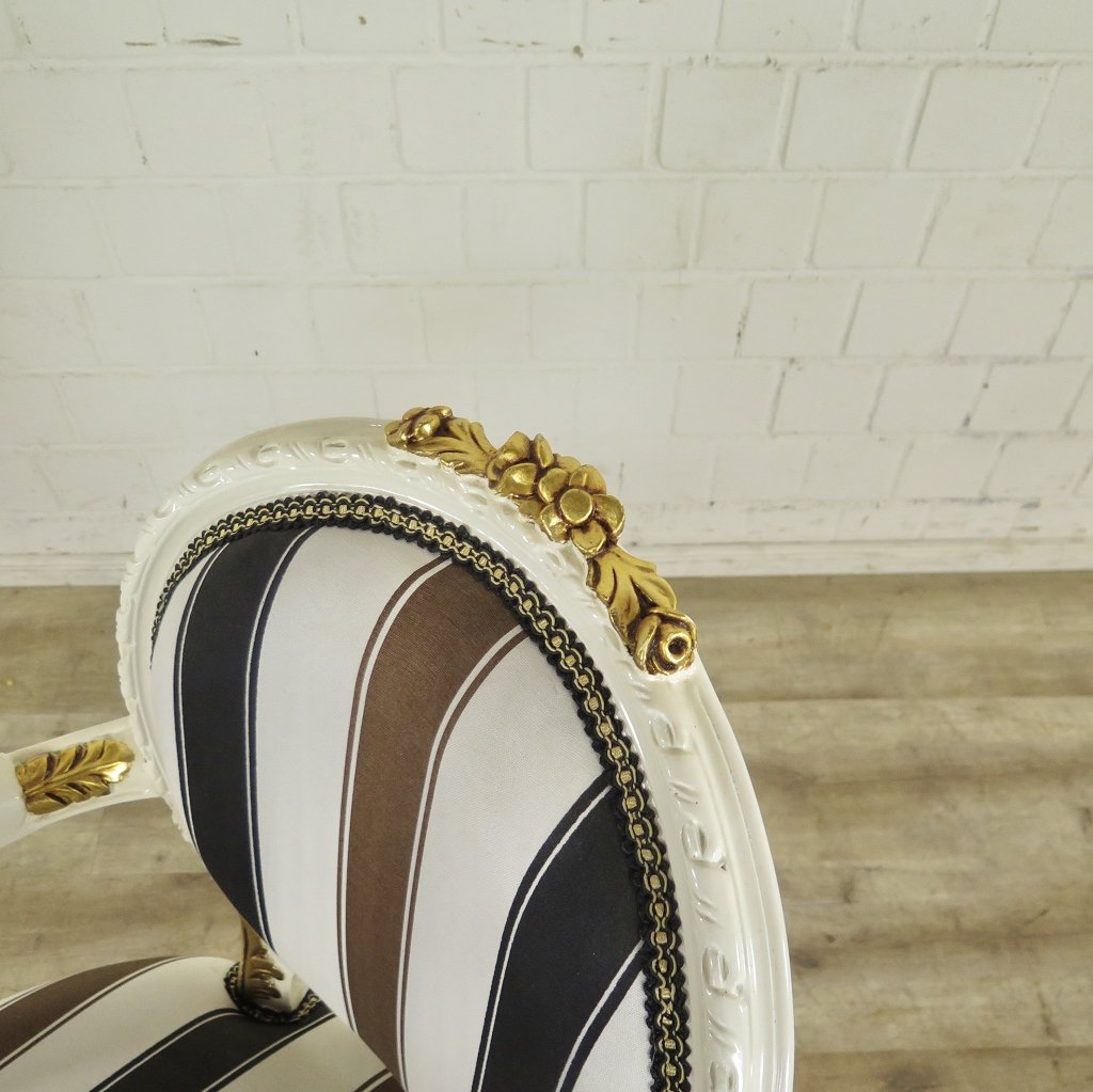 Stuhl Satin Schwarz-Braun-Cremeweiß Barockstil