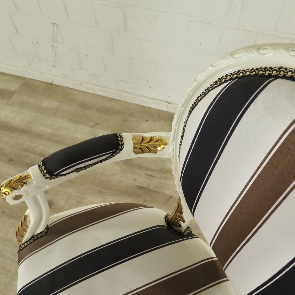Stuhl Satin Schwarz-Braun-Cremeweiß Barockstil