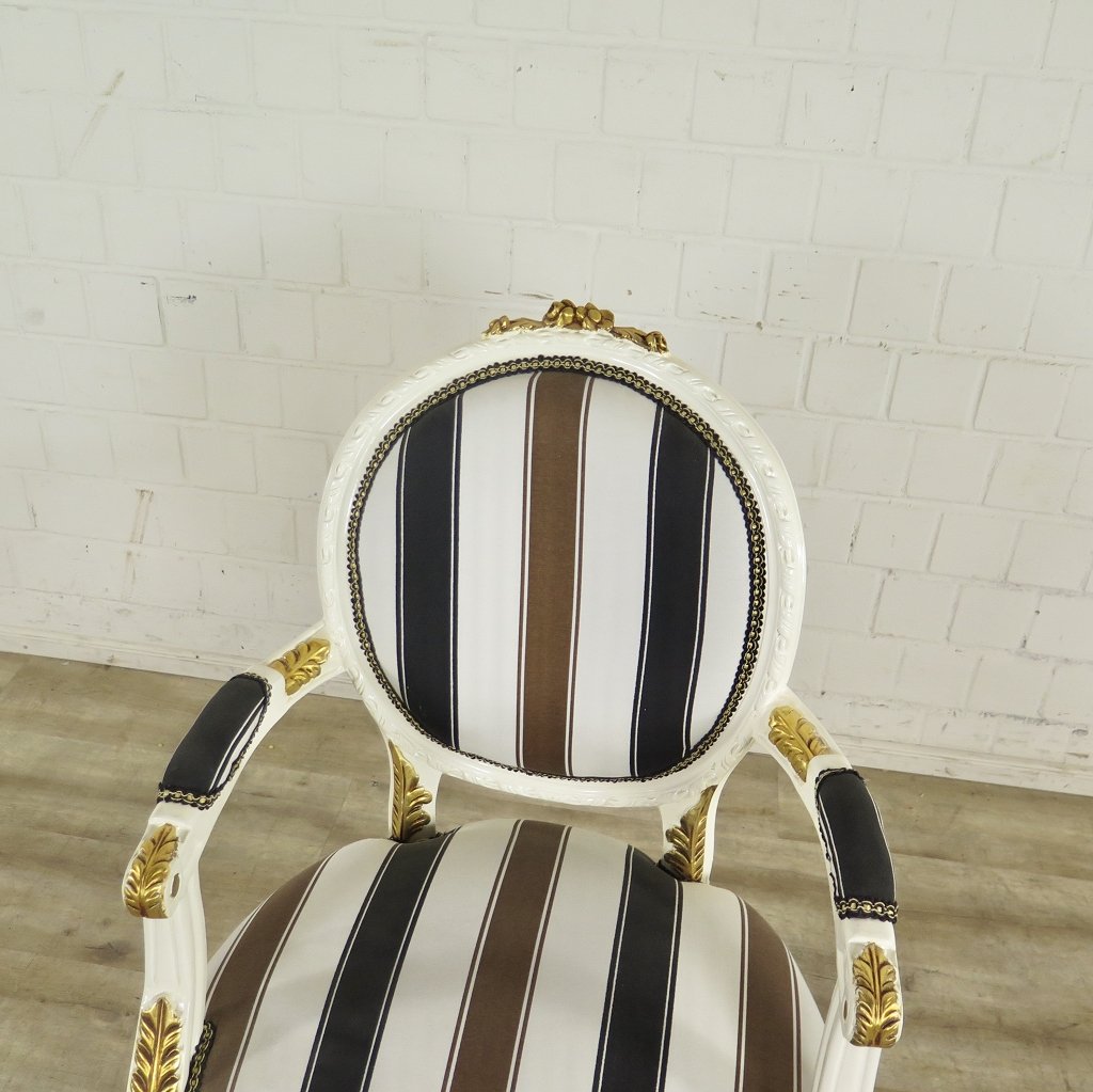 Stuhl Satin Schwarz-Braun-Cremeweiß Barockstil