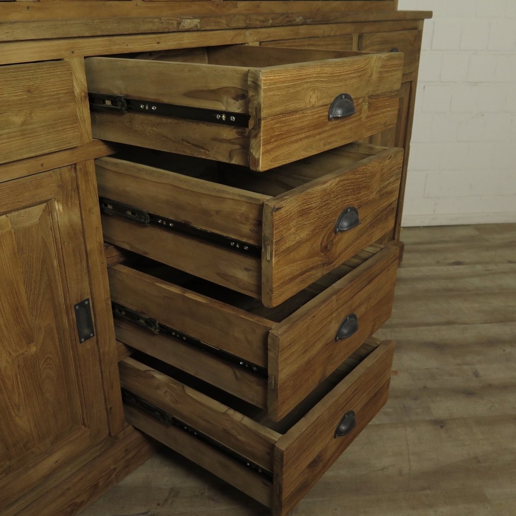 Vitrine Bücherschrank Teakholz 2,50 m