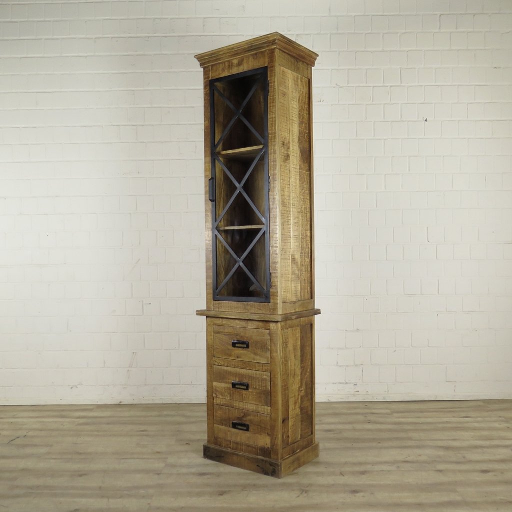 Hochschrank Vitrine Mangoholz 0,55 m