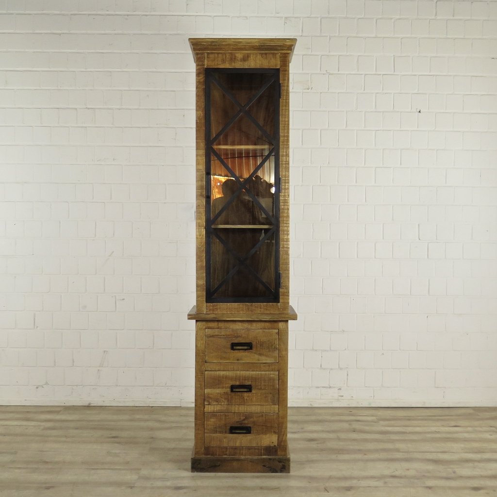 Hochschrank Vitrine Mangoholz 0,55 m
