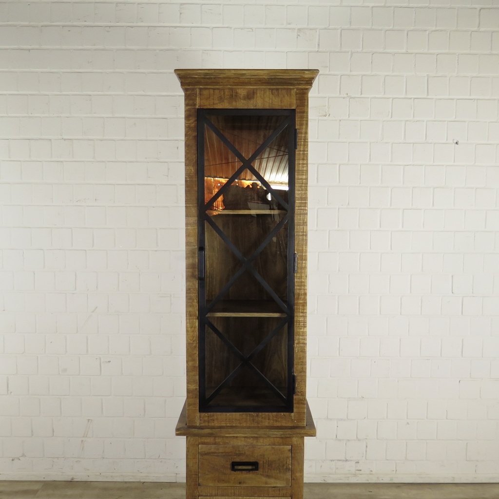 Hochschrank Vitrine Mangoholz 0,55 m