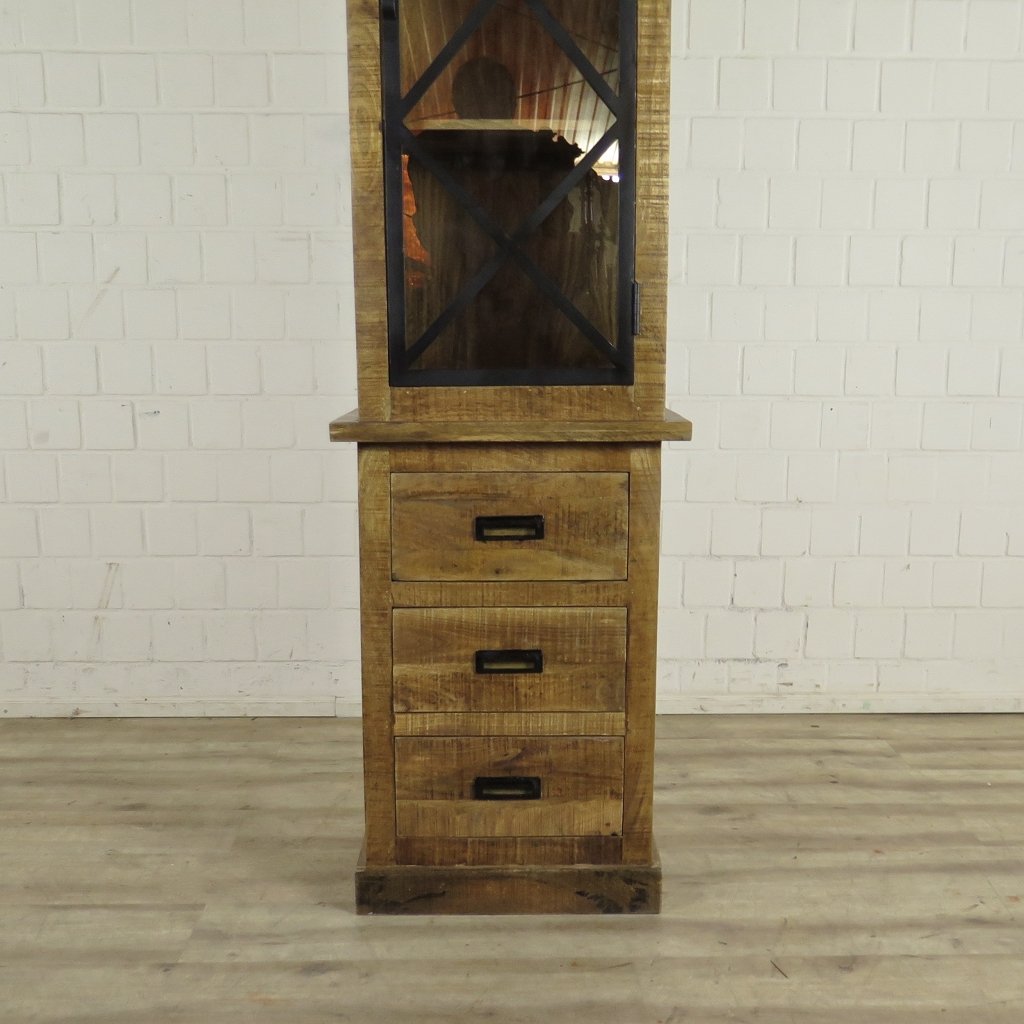 Hochschrank Vitrine Mangoholz 0,55 m
