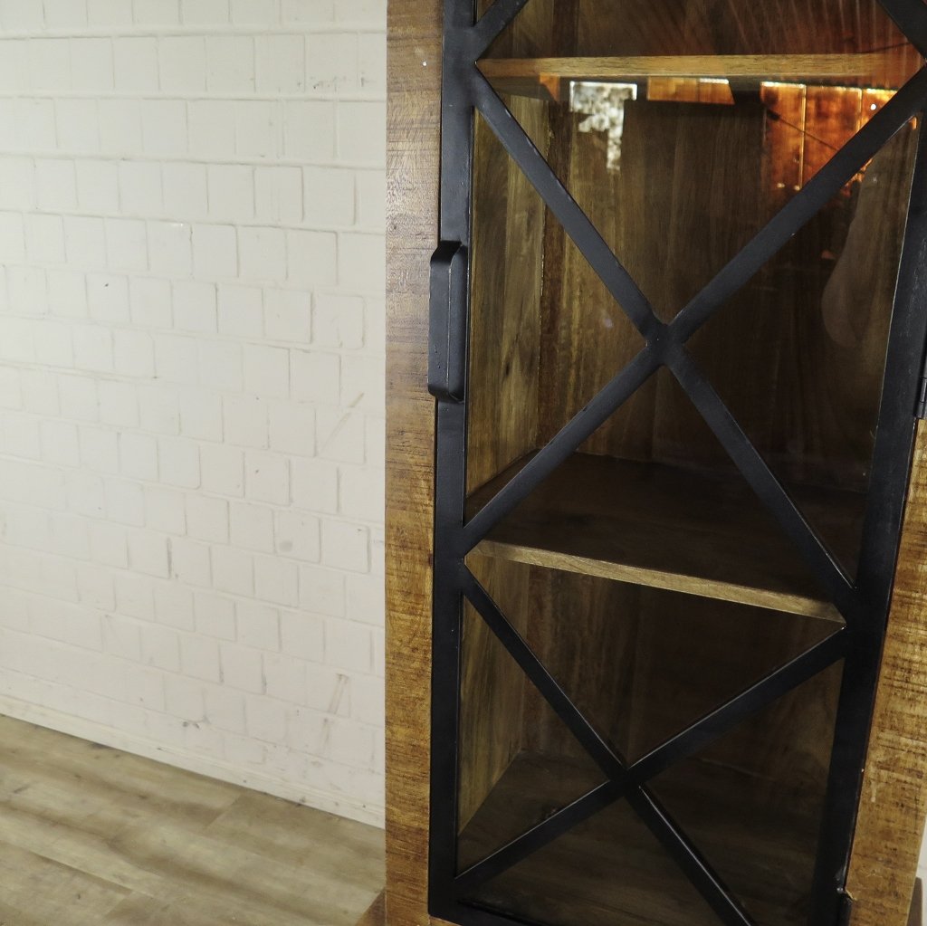 Hochschrank Vitrine Mangoholz 0,55 m
