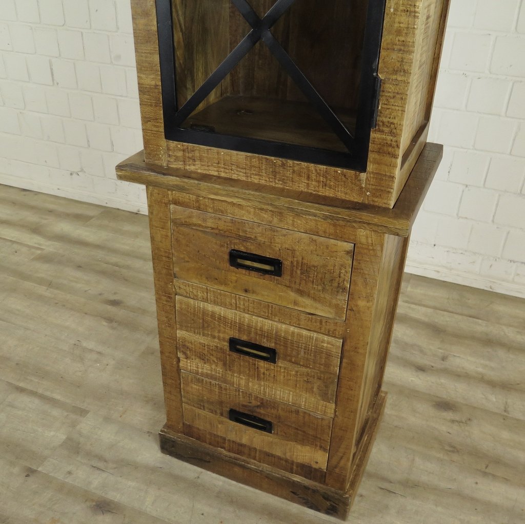 Hochschrank Vitrine Mangoholz 0,55 m