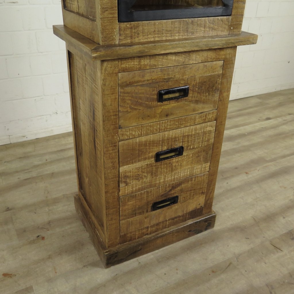 Hochschrank Vitrine Mangoholz 0,55 m