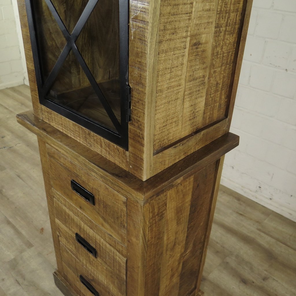 Hochschrank Vitrine Mangoholz 0,55 m