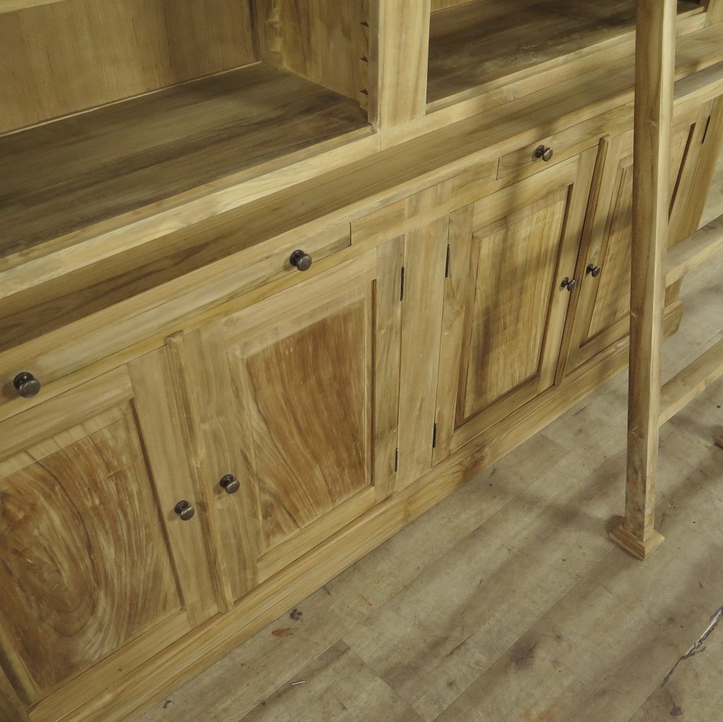 Bibliotheksschrank Schrank 2,10 m Teakholz