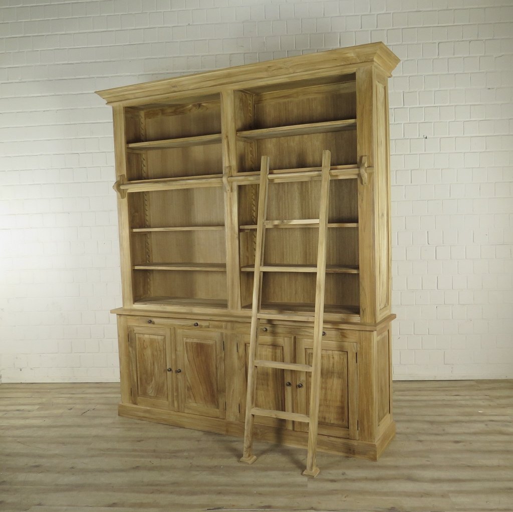 Bibliotheksschrank Schrank 2,10 m Teakholz