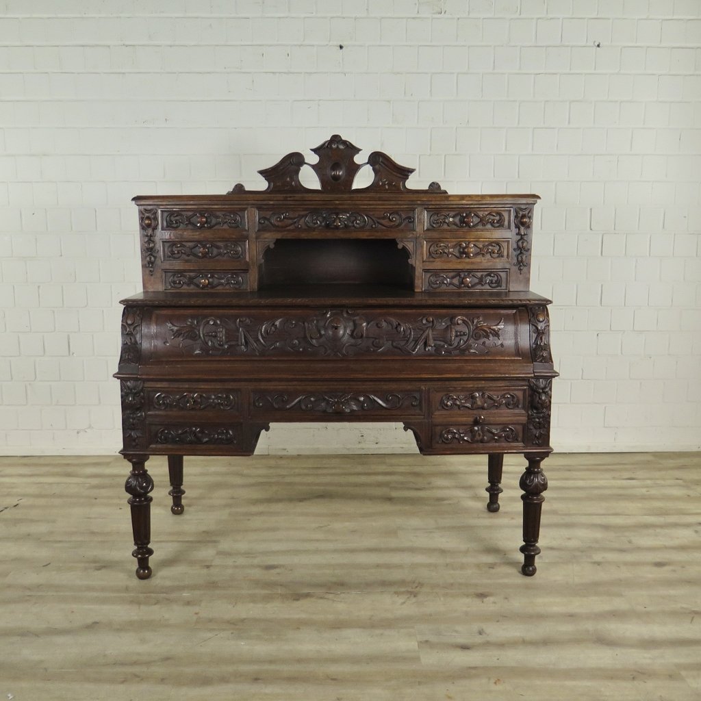 Schreibtisch mit Aufsatz Gründerzeit 1880 Eiche