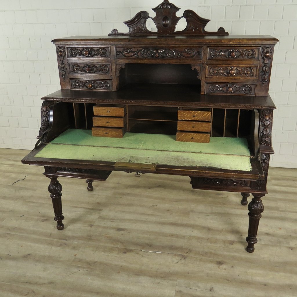 Schreibtisch mit Aufsatz Gründerzeit 1880 Eiche