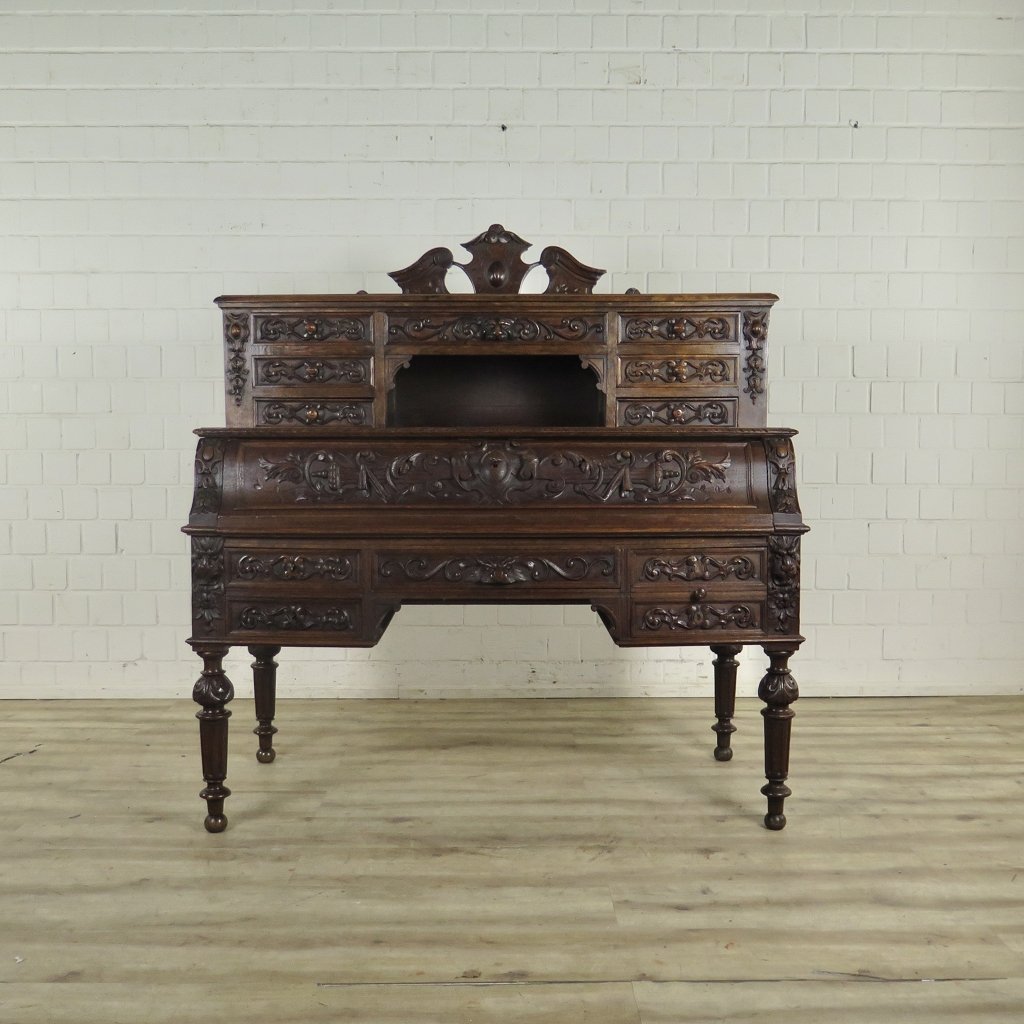 Schreibtisch mit Aufsatz Gründerzeit 1880 Eiche
