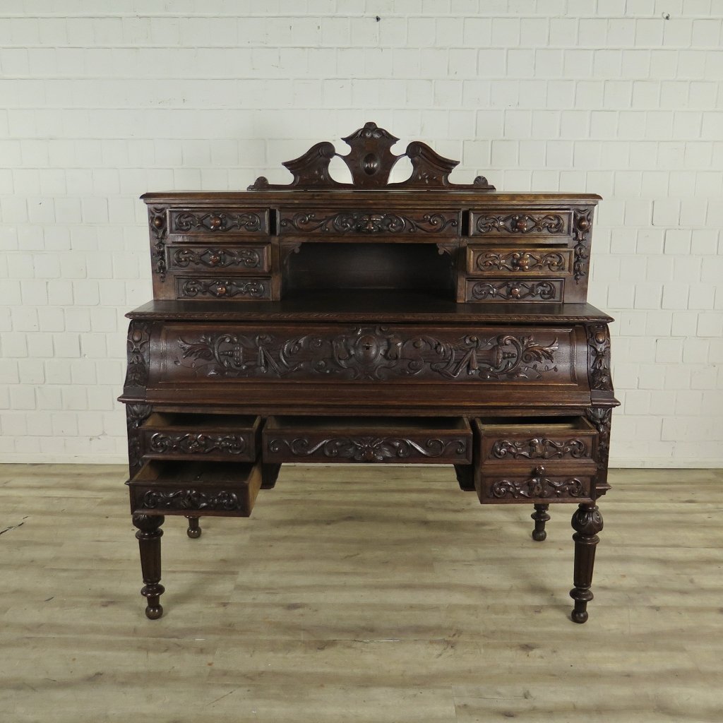 Schreibtisch mit Aufsatz Gründerzeit 1880 Eiche