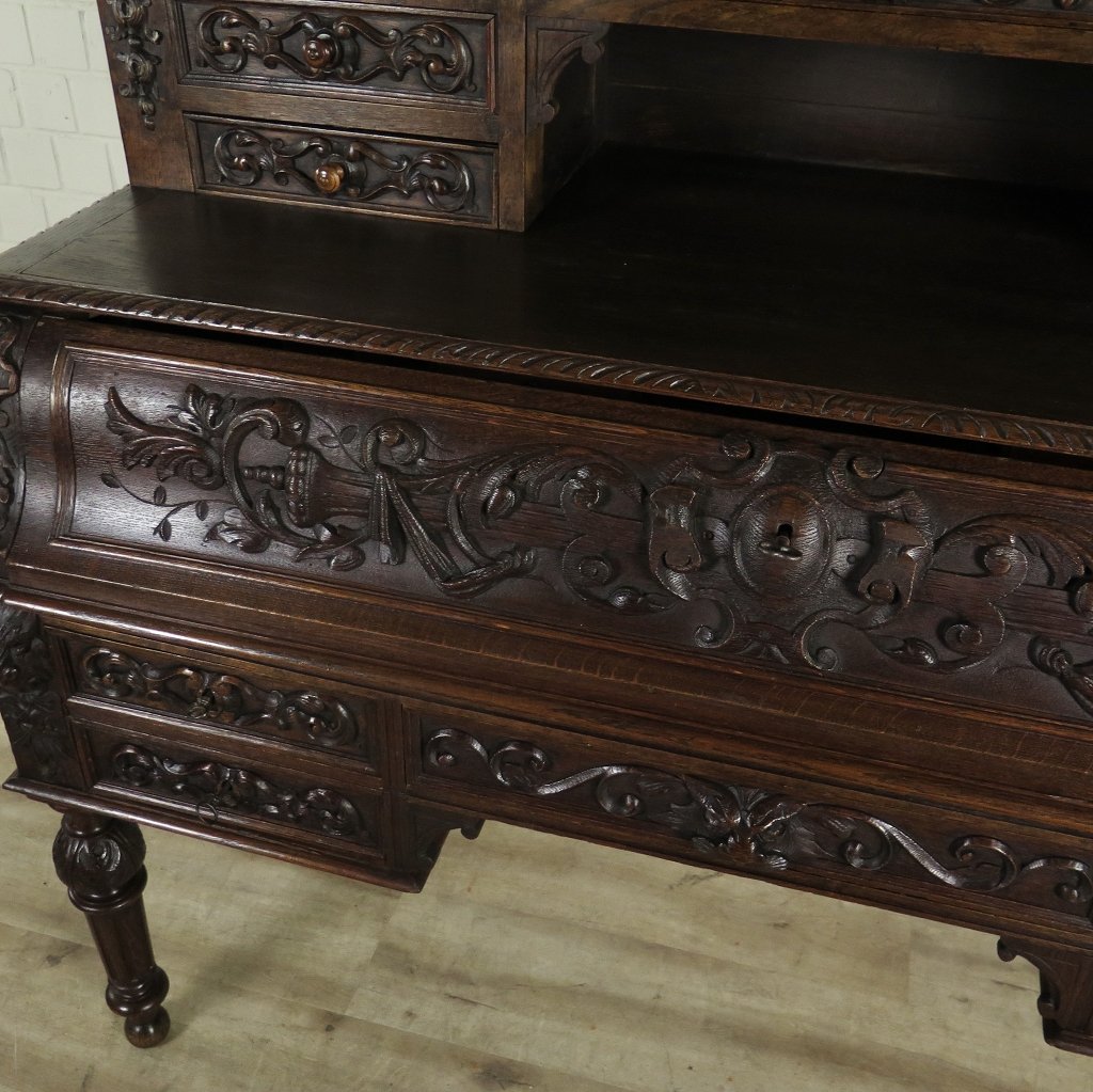 Schreibtisch mit Aufsatz Gründerzeit 1880 Eiche