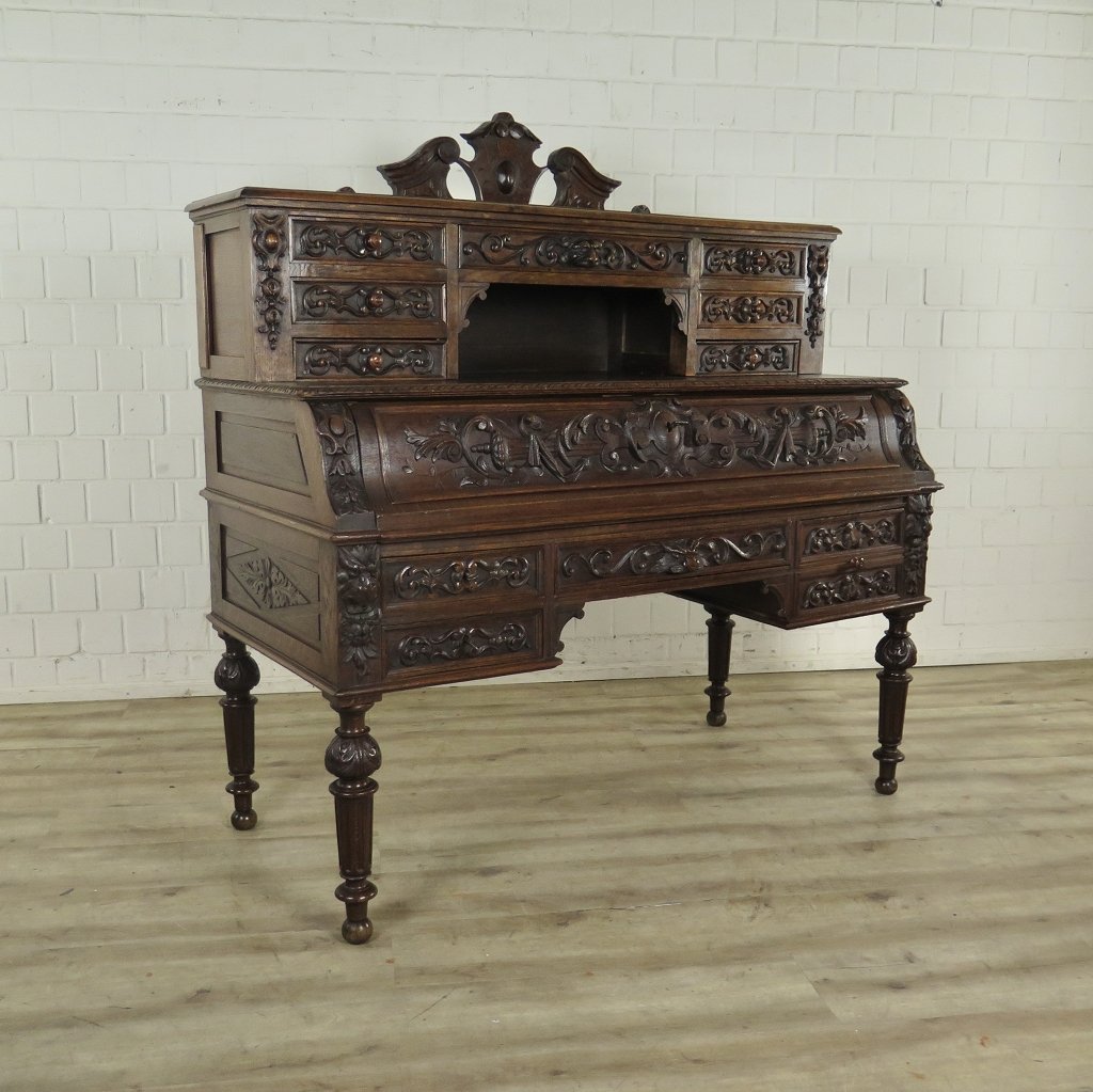 Schreibtisch mit Aufsatz Gründerzeit 1880 Eiche