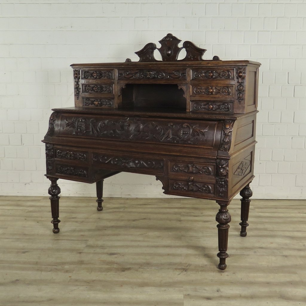Schreibtisch mit Aufsatz Gründerzeit 1880 Eiche