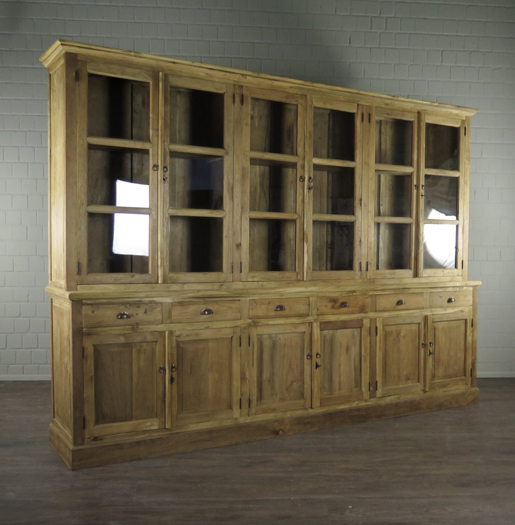 Vitrine Bücherschrank Teakholz 3,10 m