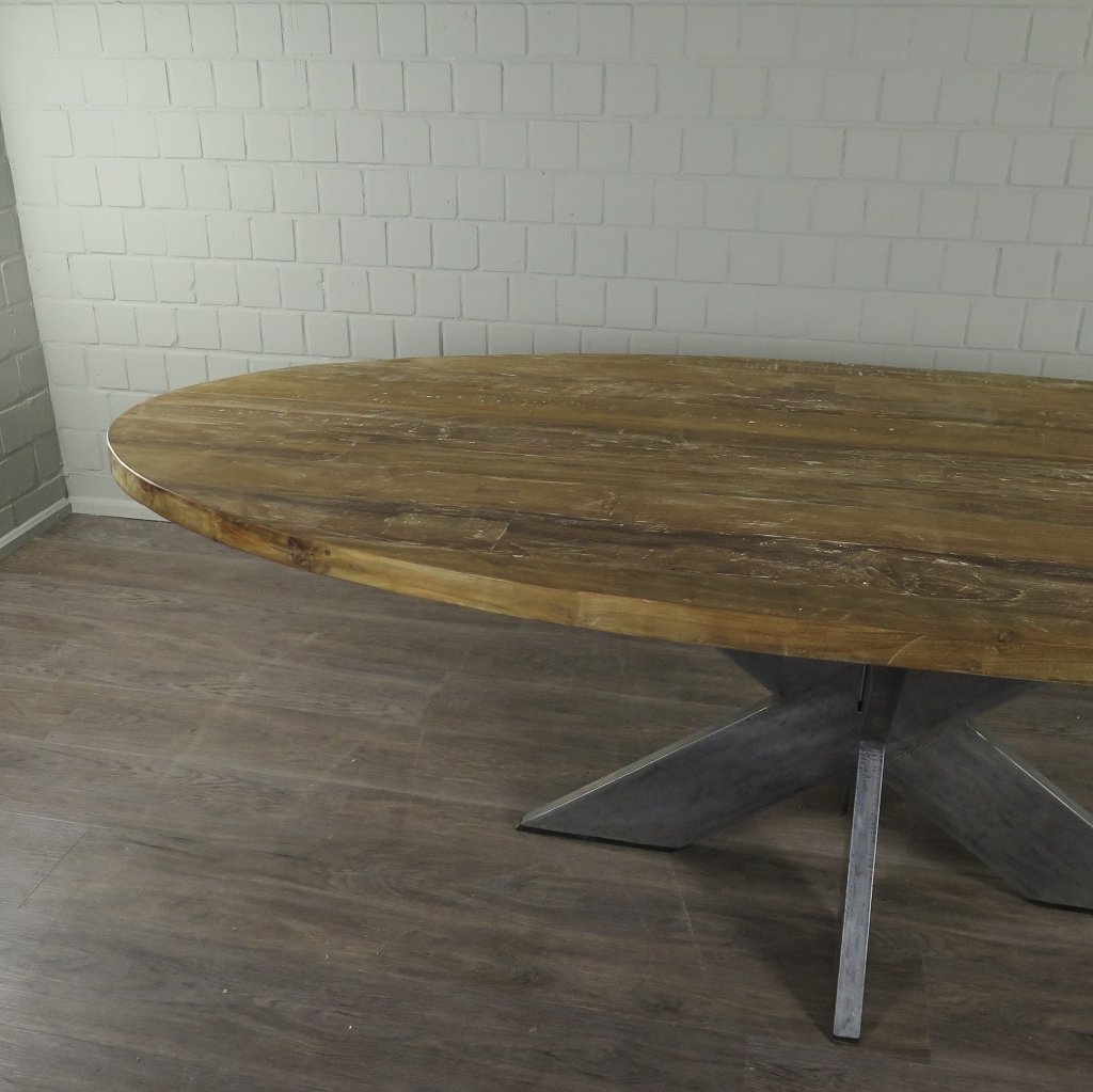 Esstisch Tisch Teakholz Oval 2,61 m x 1,10 m
