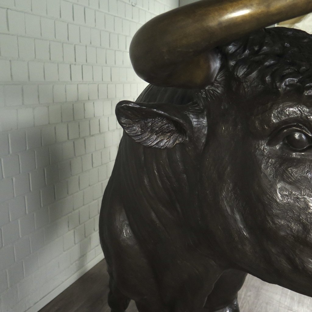 Skulptur Dekoration Stier Bronze 1,60 m
