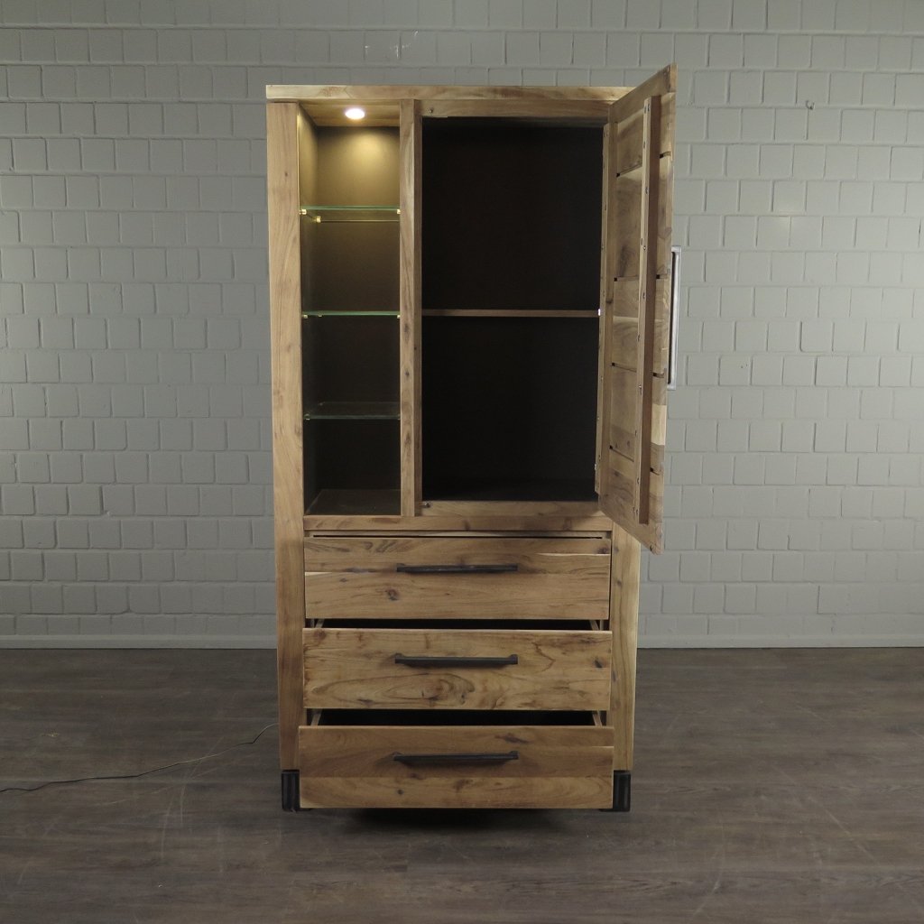 Vitrine Schrank Teakholz 0,95 m