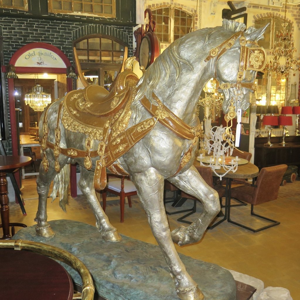 Skulptur Dekoration Set Pferde Bronze 2,10 m