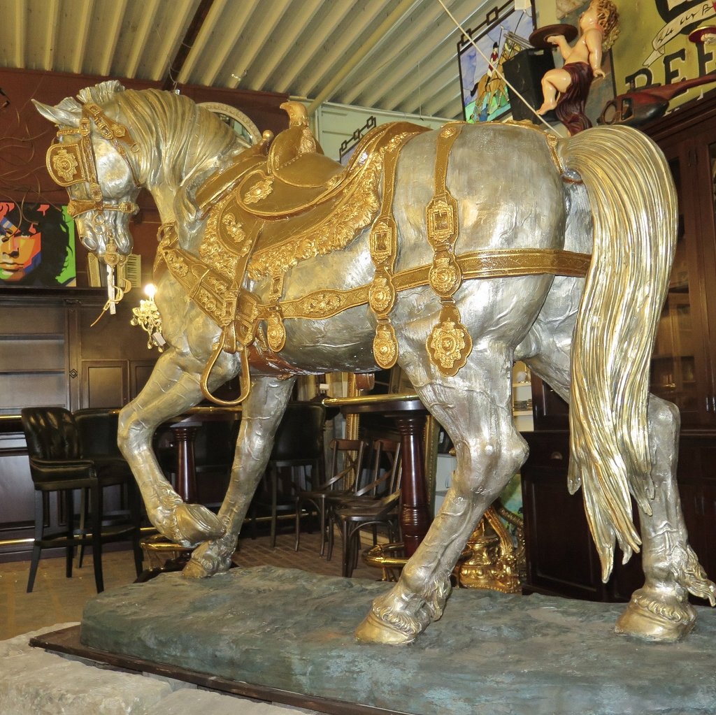 Skulptur Dekoration Set Pferde Bronze 2,10 m