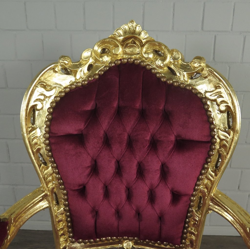 Set Barockstühle Barockstuhl Samt Dunkelrot-Gold