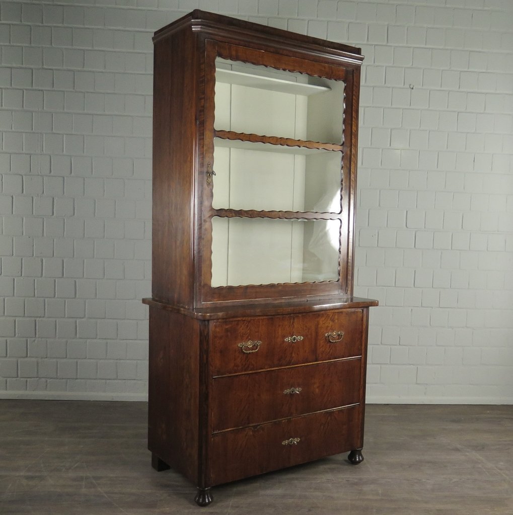 Vitrine Bücherschrank Biedermeier 1860 Mahagoni