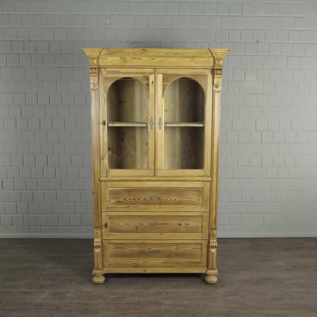 Vitrine Bücherschrank Gründerzeit 1880 Kiefer