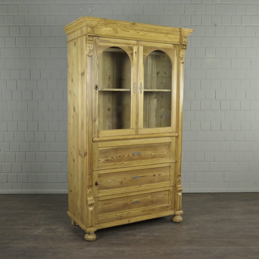 Vitrine Bücherschrank Gründerzeit 1880 Kiefer 