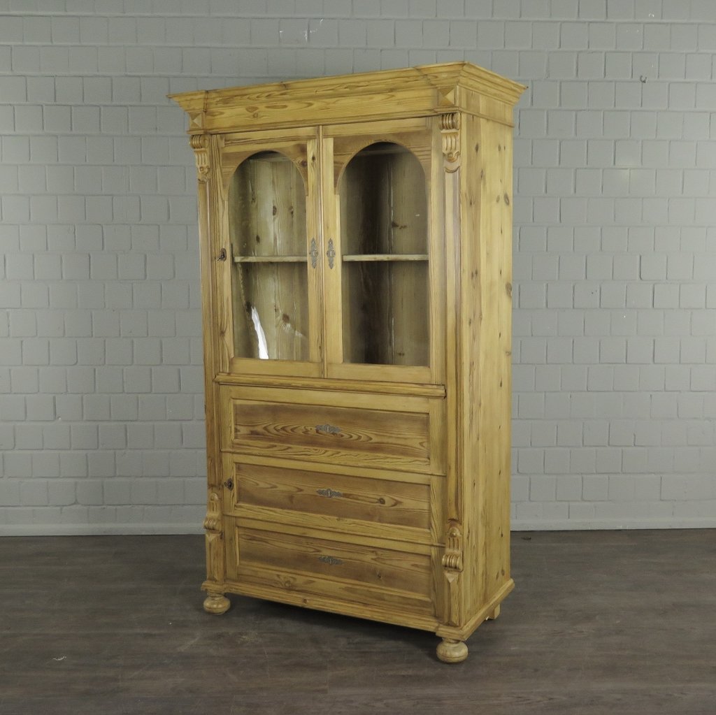 Vitrine Bücherschrank Gründerzeit 1880 Kiefer