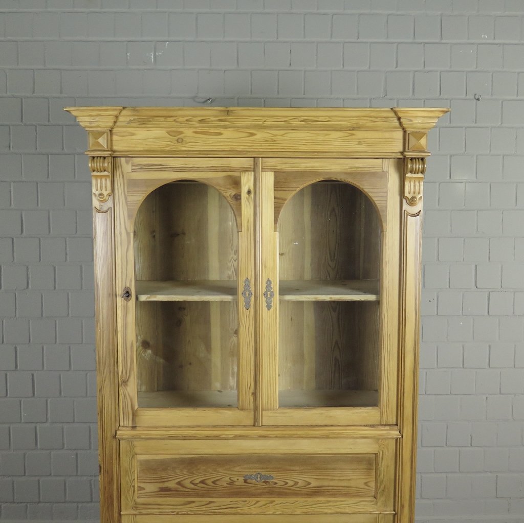 Vitrine Bücherschrank Gründerzeit 1880 Kiefer