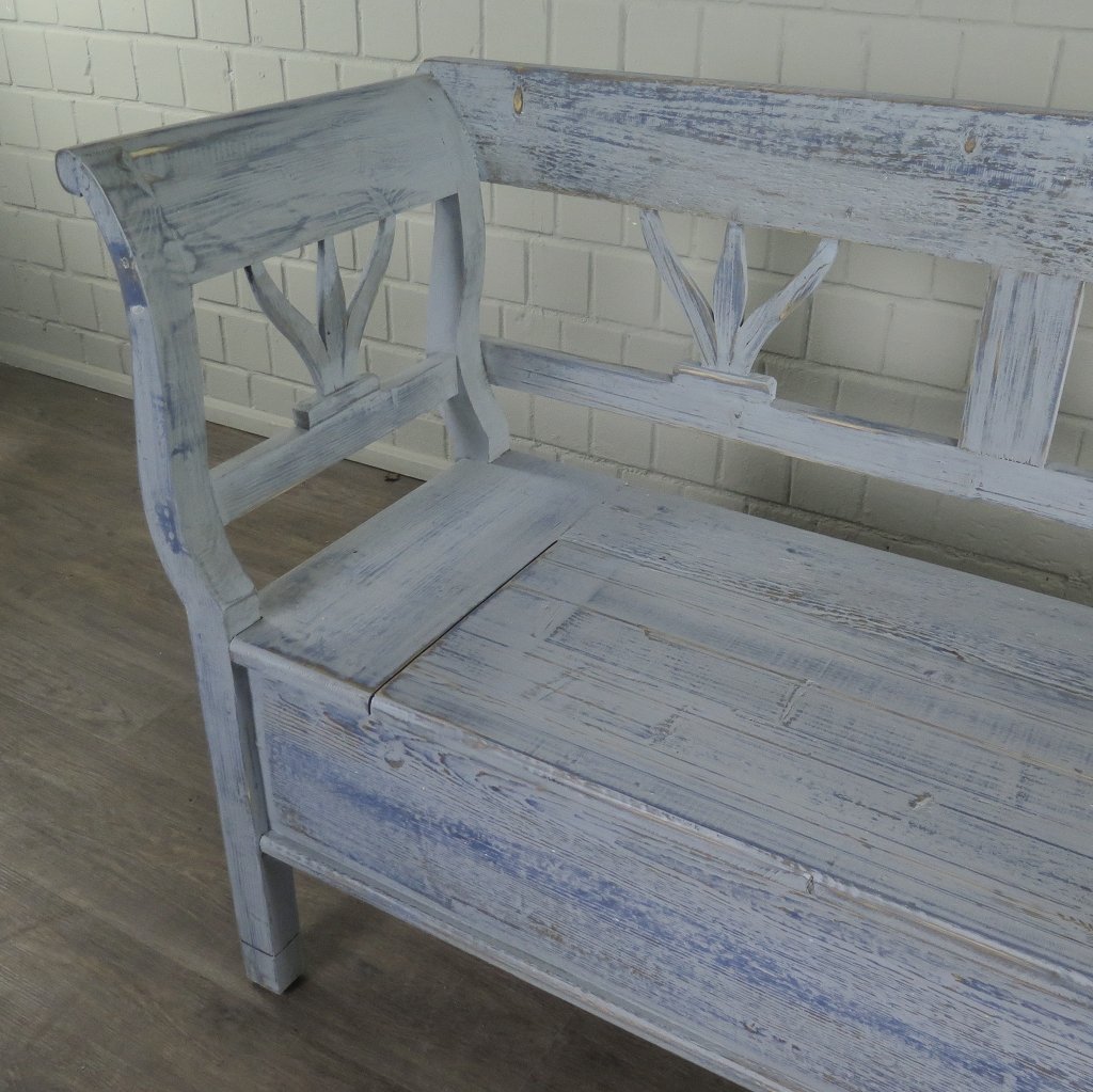 Truhenbank Küchenbank Grau-Blau 1,96 m Kiefer