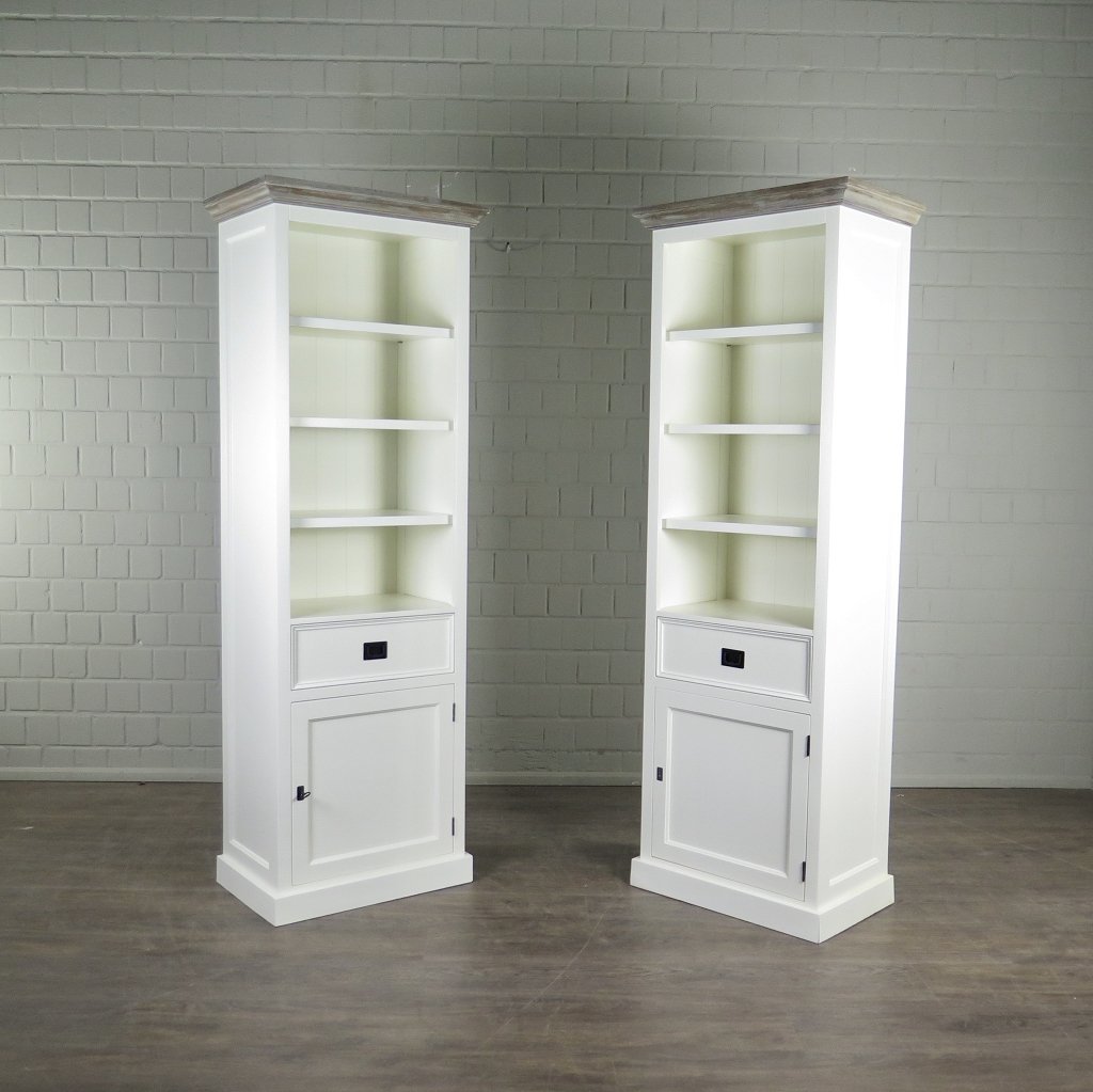 Bücherschrank Regal Teakholz Weiß 0,69 m
