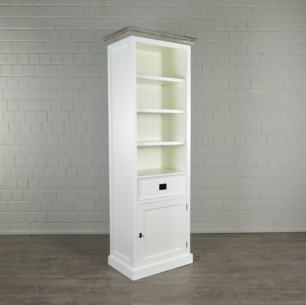 Bücherschrank Regal Teakholz Weiß 0,69 m