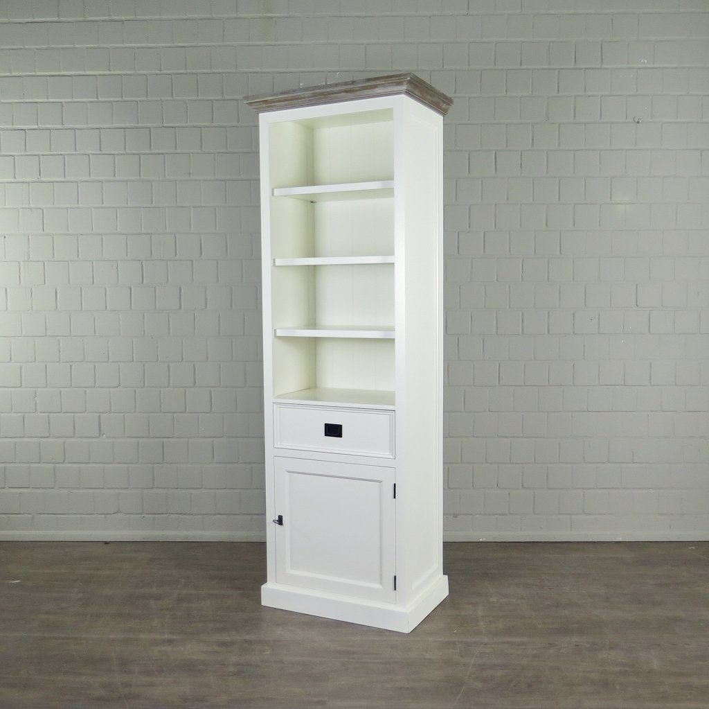 Bücherschrank Regal Teakholz Weiß 0,69 m