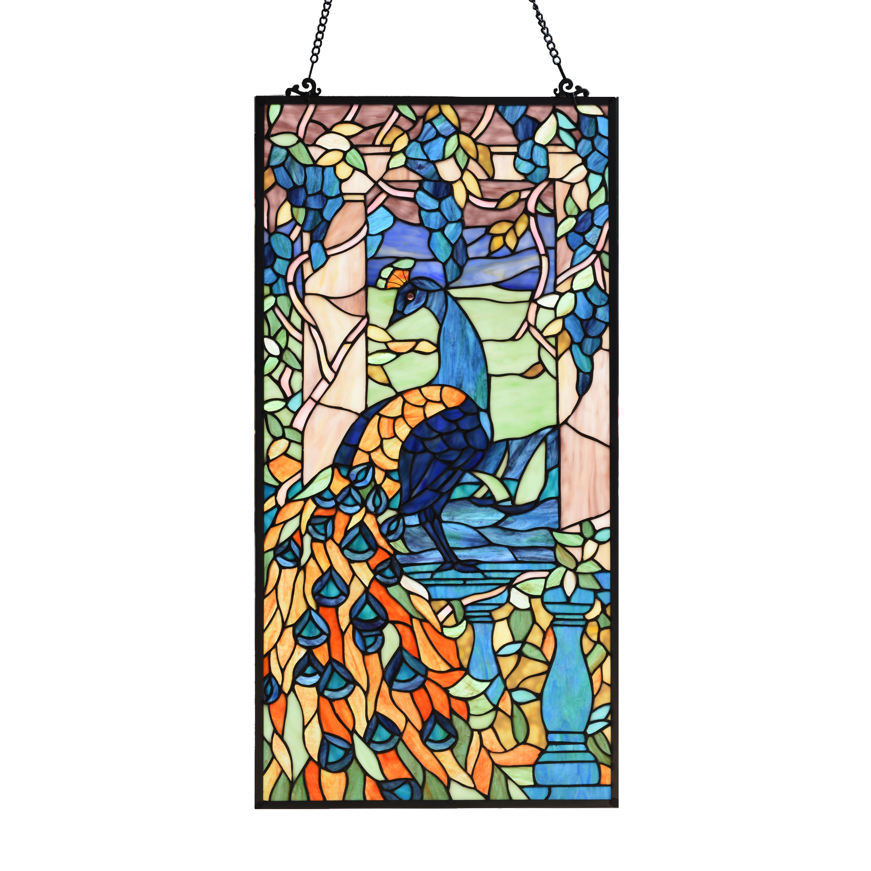 Tiffany Glasbild Fensterbild Pfau 0,76 m