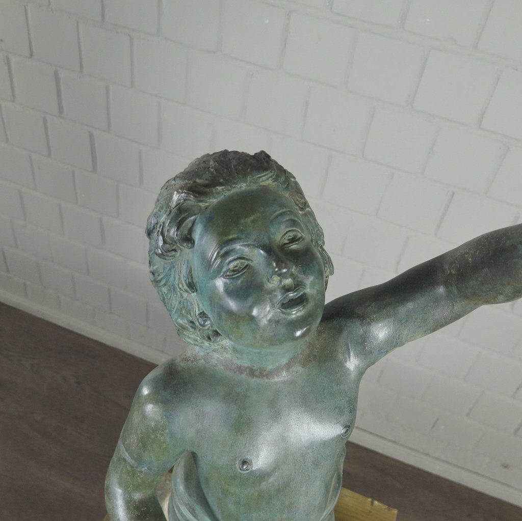 Wasserspeier Wasserspiel Putte mit Muschel Bronze 0,87 m