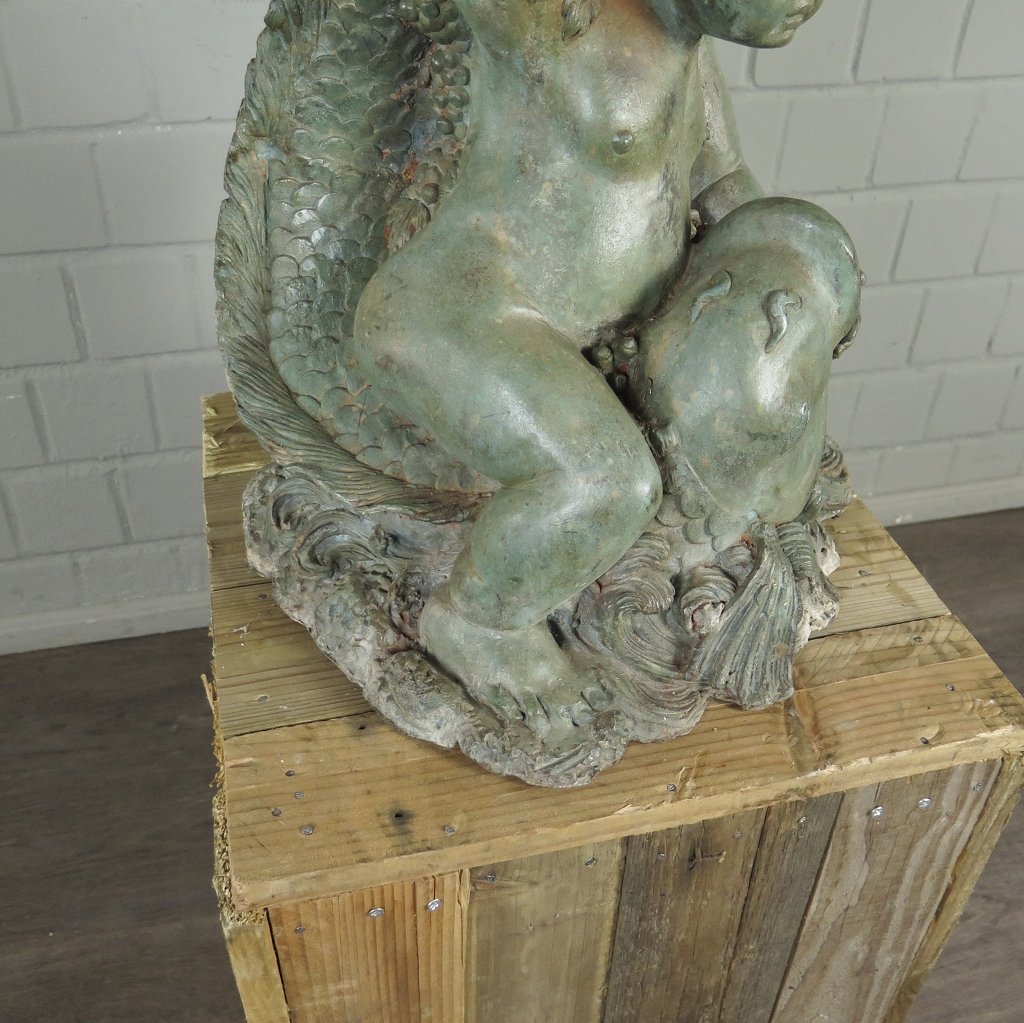 Wasserspeier Wasserspiel Putten mit Fisch & Schildkröte Bronze 0,82 m