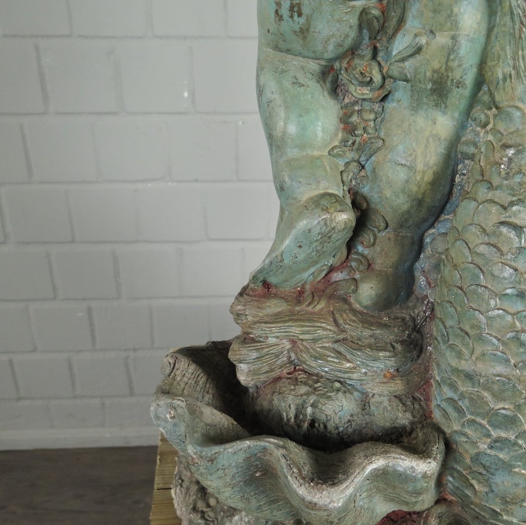 Wasserspeier Wasserspiel Putten mit Fisch & Schildkröte Bronze 0,82 m