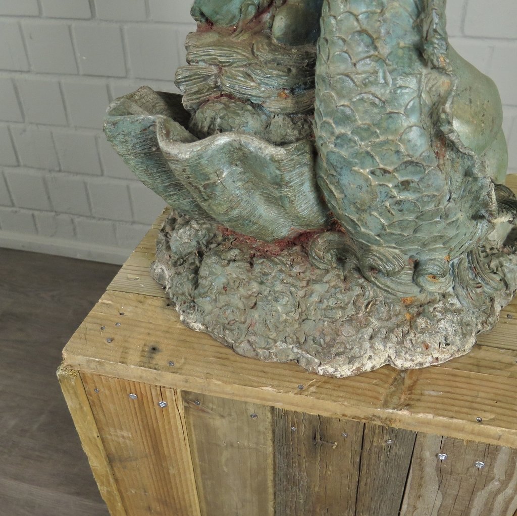Wasserspeier Wasserspiel Putten mit Fisch & Schildkröte Bronze 0,82 m